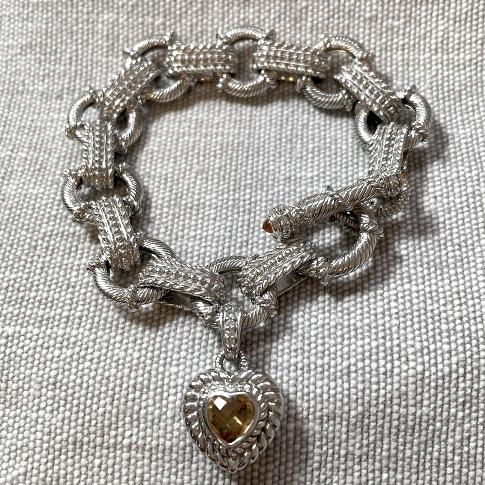 Judith Ripka Citrine Chunky Chain Bracelet | 7.5”-8.0”